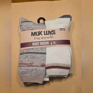 MUK LUKS Women's Fluffy Dream Crew Boot Socks, 6-Pack Sz. 6-11 Crew Height New